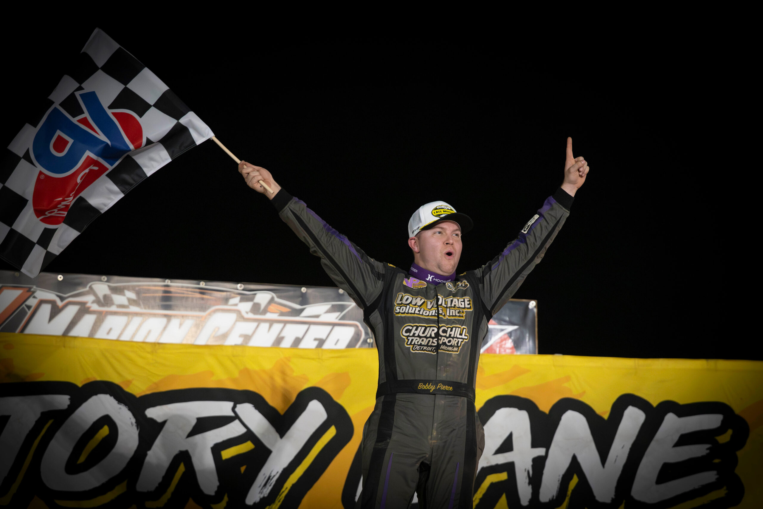 Pierce in Victory Lane