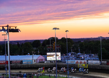 World of Outlaws Sprint Cars lined up at Knoxville Raceway