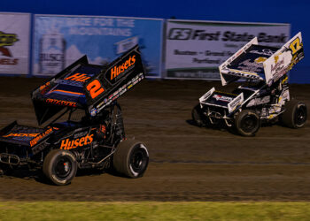 David Gravel races ahead of Bill Balog