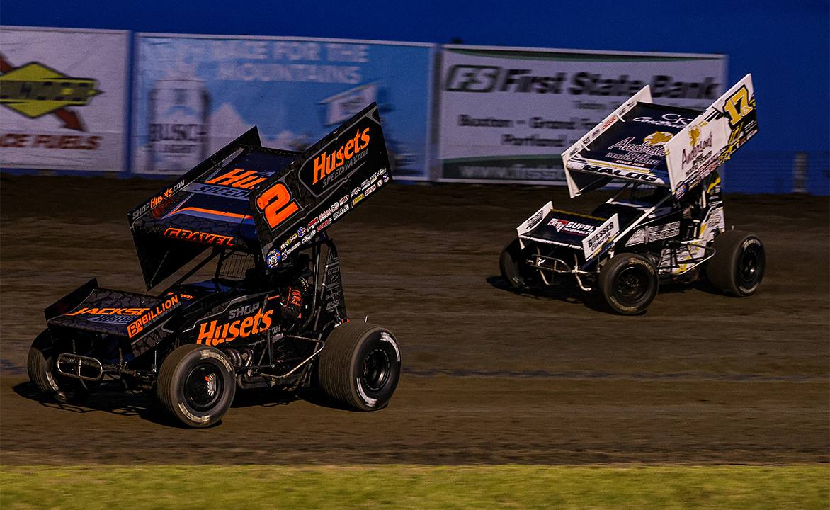 David Gravel races ahead of Bill Balog