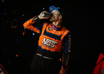 Sheldon Haudenschild celebrating