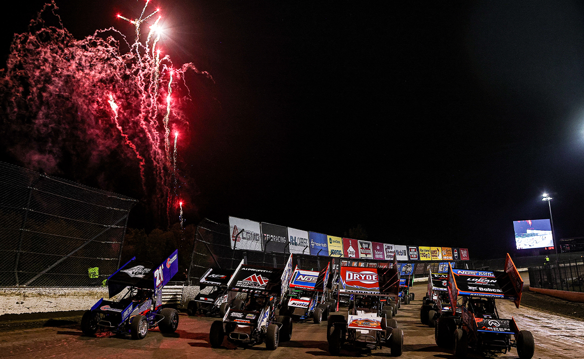 World of Outlaws Four-Wide Salute