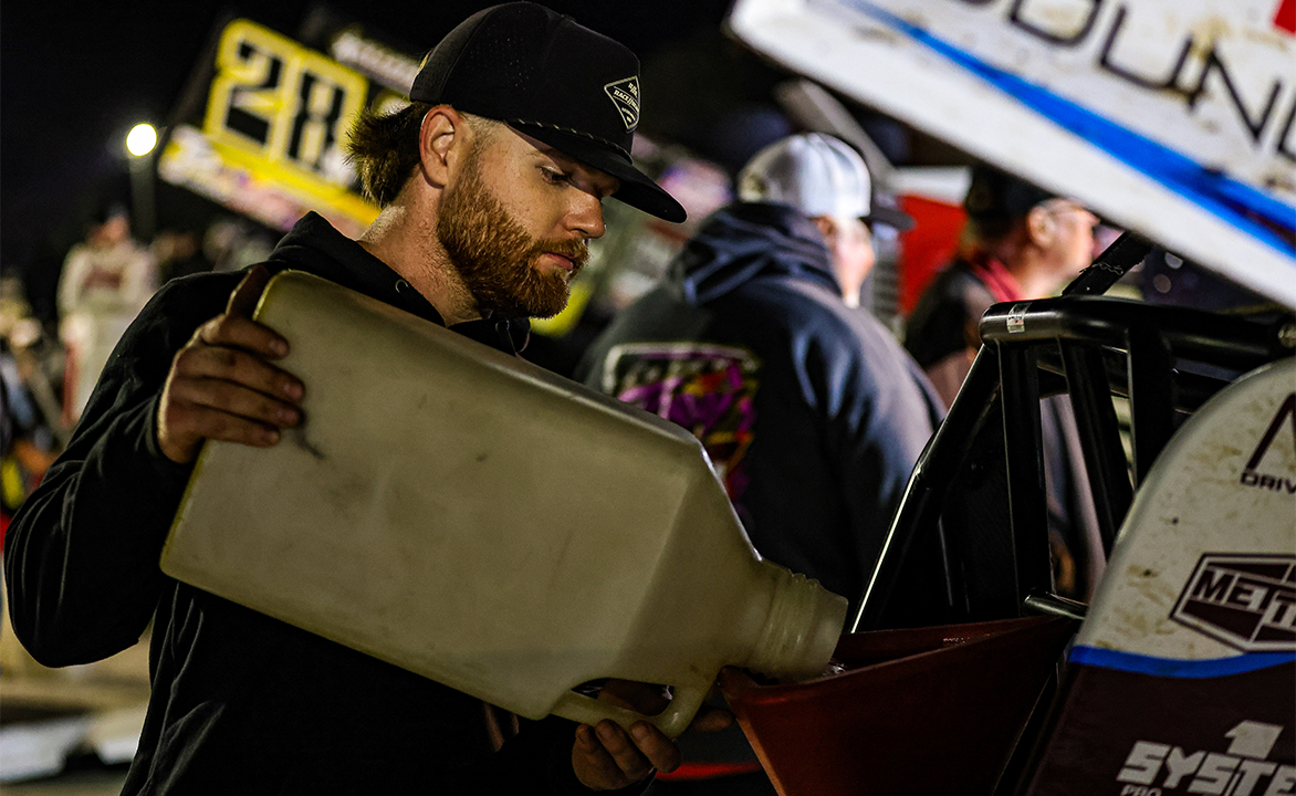 Nate Knotts pouring fuel into the Roth Motorsports Sprint Car
