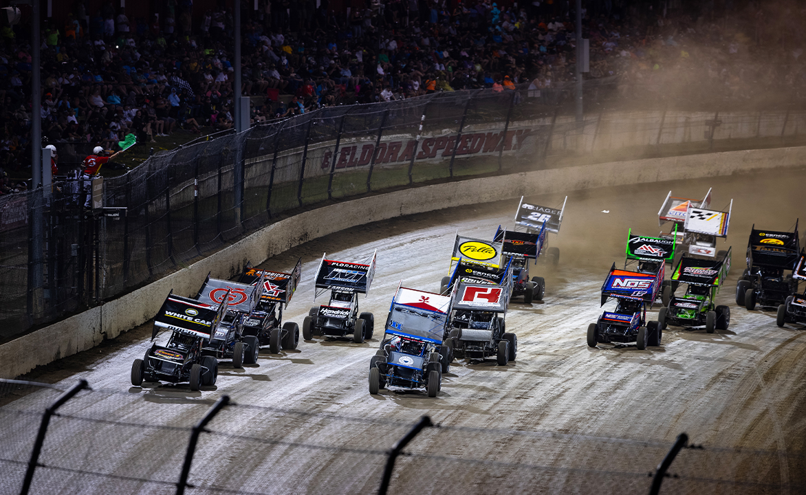 World of Outlaws Sprint Cars racing at Eldora Speedway