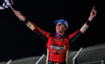 Bryce Lucius celebrates at Attica Raceway Park
