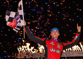 Corey Day celebrating at Eldora Speedway